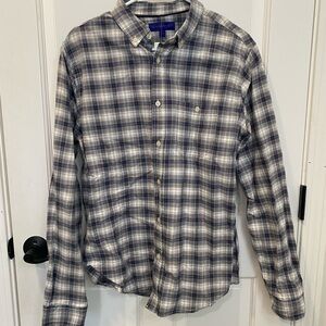 Aeropostale Navy and White Plaid Men's Shirt